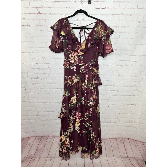 NEW Asos Design Maternity Drape Midi Dress Purple Berry Print Womens Maternity 6 - Picture 5 of 10